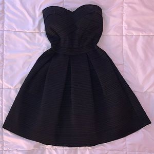 Express Black Peplum Ribbed Ribbon Material Cocktail Dress